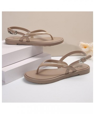 Womens Sandals Shoes Flip Flops Casual Dress Comfortable Ankle Strap Sandals Beach Boho Sandals 11-nrny-h-beige $12.97 Slippers