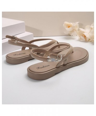 Womens Sandals Shoes Flip Flops Casual Dress Comfortable Ankle Strap Sandals Beach Boho Sandals 11-nrny-h-beige $12.97 Slippers