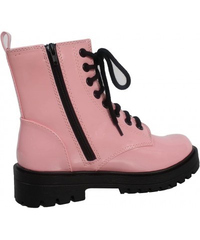 Soda Women's Combat Lace Up Ankle Boot Pink Pat $34.99 Boots