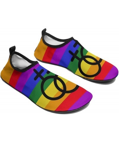 Lesbian Pride LGBT Flag Men's Soft Water Shoes Beach Pool Yoga Socks Swim Shoes Sport for Women 11/12women,9/10men Style $14....