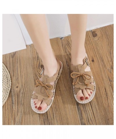 beach sandals women Women's Open Toe Solid Wedges Sandals Outdoor Beach Sandals Z 03-khaki $9.88 Sandals