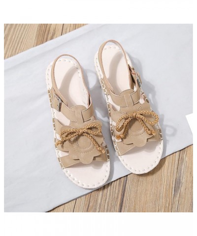 beach sandals women Women's Open Toe Solid Wedges Sandals Outdoor Beach Sandals Z 03-khaki $9.88 Sandals