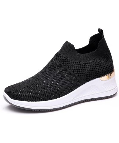 Women's Mesh Cushion Fashion Sneakers Comfortable Lightweight Rhinestones Platform Walking Shoes Non Slip Breathable Casual S...