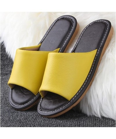 Unisex Slipper, Brown, EUR41-42, Four Seasons Leather Slippers for Men and Women, Indoor Open Toe Casual House Shoes EUR43-44...