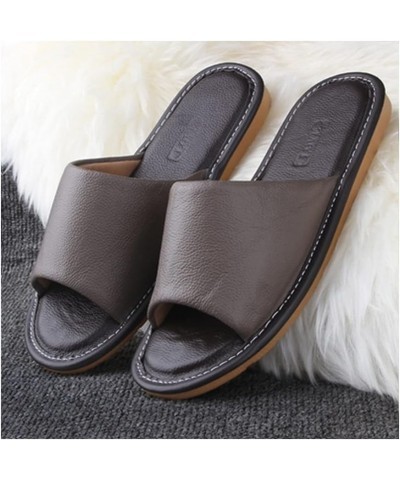 Unisex Slipper, Brown, EUR41-42, Four Seasons Leather Slippers for Men and Women, Indoor Open Toe Casual House Shoes EUR43-44...