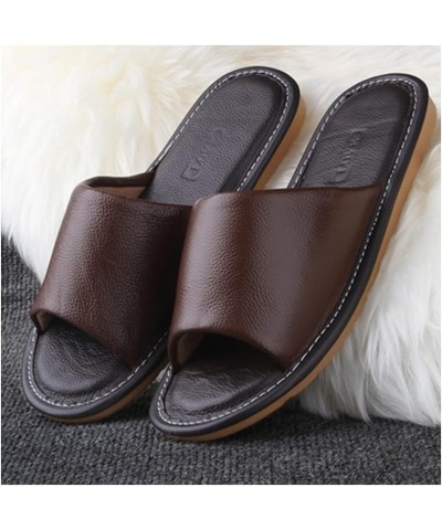 Unisex Slipper, Brown, EUR41-42, Four Seasons Leather Slippers for Men and Women, Indoor Open Toe Casual House Shoes EUR43-44...