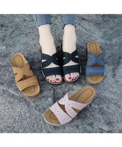 Ladmiple Sandals Women Wedge Low Heel Orthopedic Arch Support Flip Flops Dressy Summer Comfortable Walking Orthotic Slides Bl...