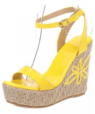 Patent Espadrilles Women Open Toe Fashion Wedge Sandals Yellow 3 $25.59 Sandals