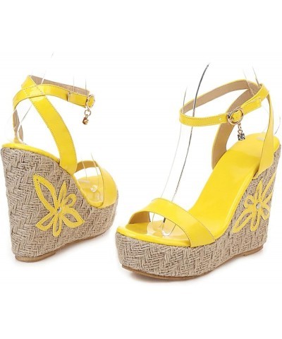 Patent Espadrilles Women Open Toe Fashion Wedge Sandals Yellow 3 $25.59 Sandals