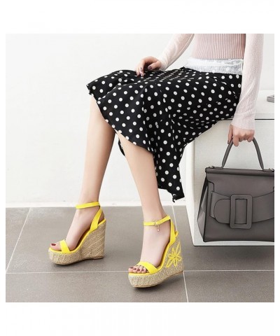 Patent Espadrilles Women Open Toe Fashion Wedge Sandals Yellow 3 $25.59 Sandals