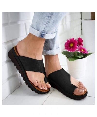 Sandals for Women Wide Width,2019 Summer Comfy Platforms Sandal Shoes Beach Holllow Shoe Casual Flip Flops Slippers A01-black...