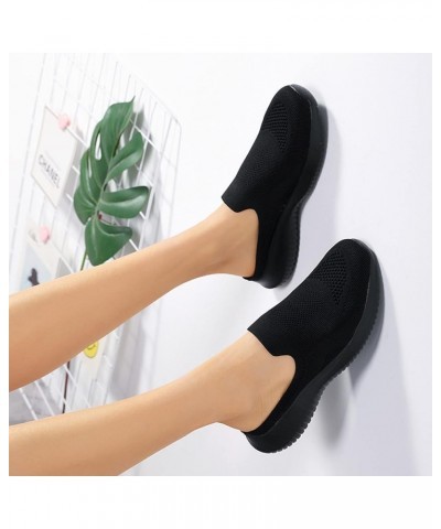 High Chunky Heels for Women Platform Espadrilles Sandal High Heel Open Toe Elastic Walking Flat Mules Sandals 121-ixpyn-black...