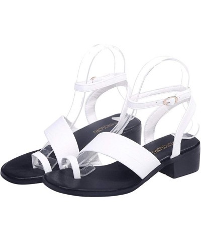 Women's Higher Sandal Strappy Low Heel Flip Flops Two Strap High Heeled Sandal Party Dress Pumps Shoes White $17.20 Sandals