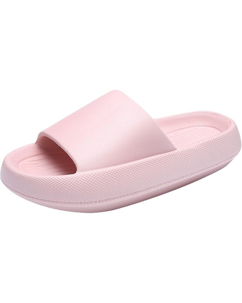 Wedge Home Shoes Thickened Slippers Indoor Men Quick drying Women Family Flip Flop Slippers for Women Size 8 Pink $10.41 Slip...