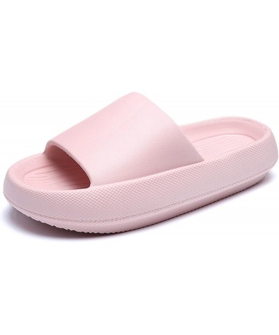 Wedge Home Shoes Thickened Slippers Indoor Men Quick drying Women Family Flip Flop Slippers for Women Size 8 Pink $10.41 Slip...