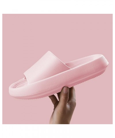 Wedge Home Shoes Thickened Slippers Indoor Men Quick drying Women Family Flip Flop Slippers for Women Size 8 Pink $10.41 Slip...