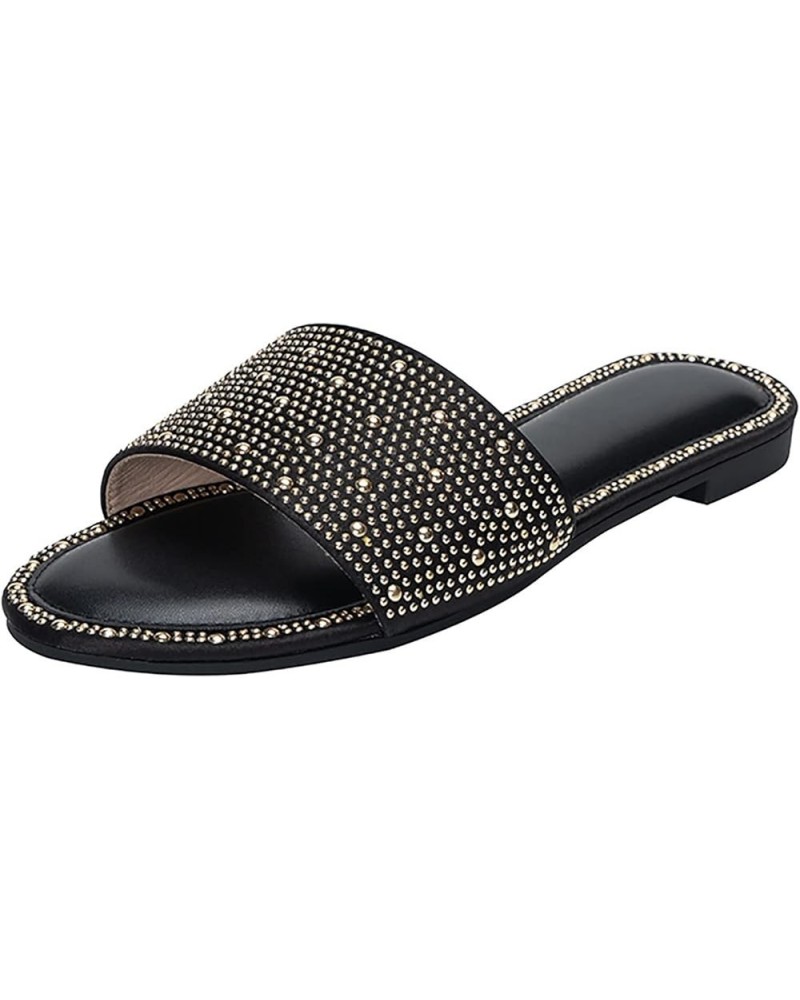 rhinestone sandals women dressy, Summer Women Ladies Fashion Casual Flat Retro Slippers Crystal Shoes Sandals Z 04-black $26....