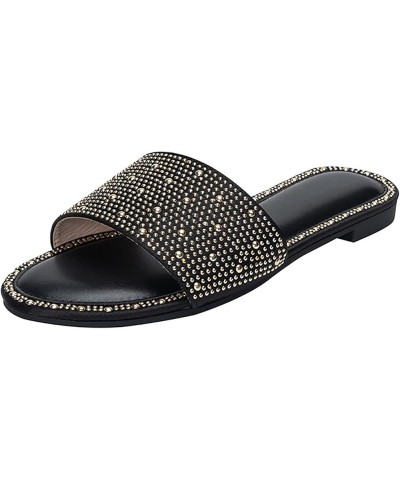 rhinestone sandals women dressy, Summer Women Ladies Fashion Casual Flat Retro Slippers Crystal Shoes Sandals Z 04-black $26....