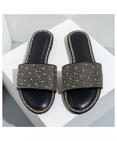 rhinestone sandals women dressy, Summer Women Ladies Fashion Casual Flat Retro Slippers Crystal Shoes Sandals Z 04-black $26....