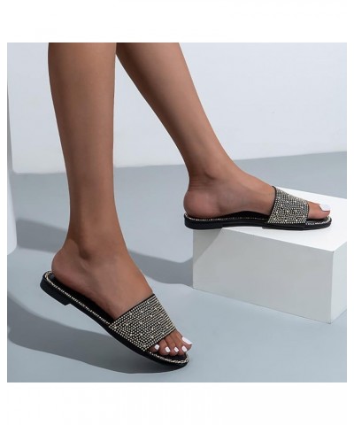 rhinestone sandals women dressy, Summer Women Ladies Fashion Casual Flat Retro Slippers Crystal Shoes Sandals Z 04-black $26....