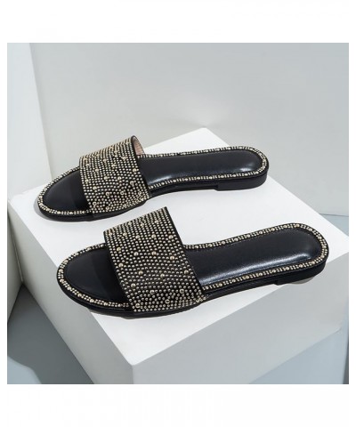 rhinestone sandals women dressy, Summer Women Ladies Fashion Casual Flat Retro Slippers Crystal Shoes Sandals Z 04-black $26....