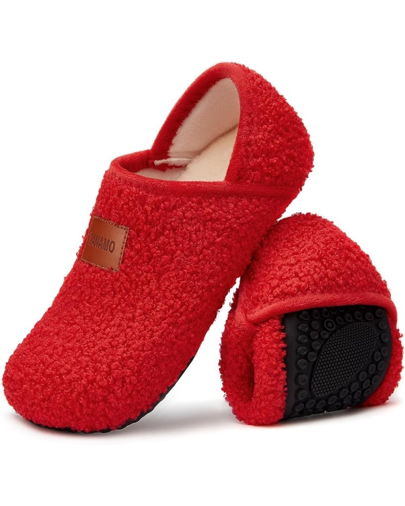 Women's Men's Slippers Socks House Shoes Slip On Indoor Outdoor Travel Unisex Fuzzy Fluffy Lining Size 8 9 Christmas Red $10....