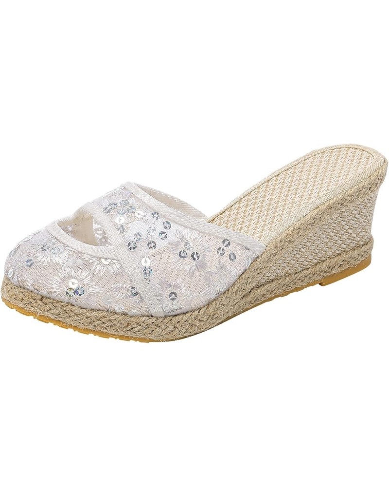 Sandals Women Espadrill Sandals for Women Open Toe Platform Sandals Closed Toe Mesh Wedge Sandals Breathable Slip-On Sandals ...