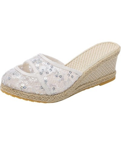 Sandals Women Espadrill Sandals for Women Open Toe Platform Sandals Closed Toe Mesh Wedge Sandals Breathable Slip-On Sandals ...