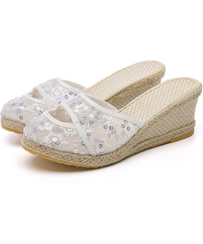 Sandals Women Espadrill Sandals for Women Open Toe Platform Sandals Closed Toe Mesh Wedge Sandals Breathable Slip-On Sandals ...