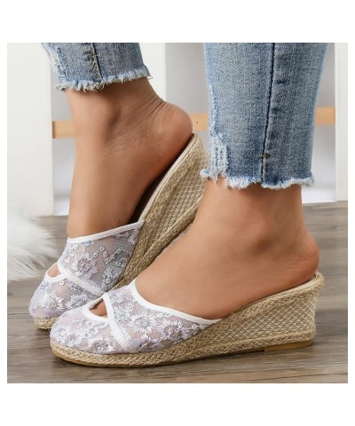 Sandals Women Espadrill Sandals for Women Open Toe Platform Sandals Closed Toe Mesh Wedge Sandals Breathable Slip-On Sandals ...