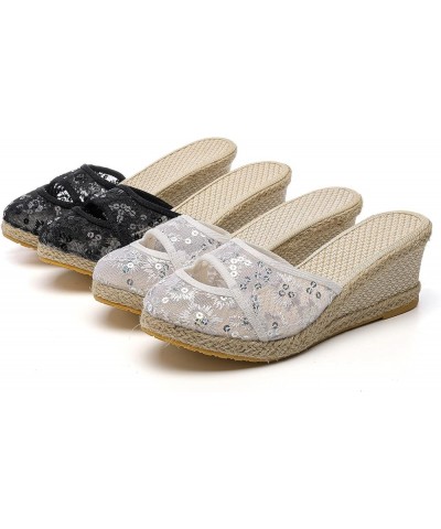 Sandals Women Espadrill Sandals for Women Open Toe Platform Sandals Closed Toe Mesh Wedge Sandals Breathable Slip-On Sandals ...