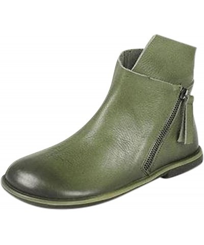 Chelsea Ankle Booties for Women, Retro Ankle Booties Zipper Short Boots Z-03 Green $21.83 Outdoor Shoes