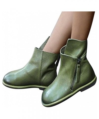 Chelsea Ankle Booties for Women, Retro Ankle Booties Zipper Short Boots Z-03 Green $21.83 Outdoor Shoes