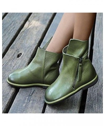 Chelsea Ankle Booties for Women, Retro Ankle Booties Zipper Short Boots Z-03 Green $21.83 Outdoor Shoes