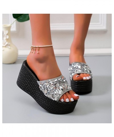 Flowers Rhinestone Heel Buckle Ladies Fish Shoes Breathable Mouth Wedge Sandals Strap Women's Sandals Women Sandals Size 9 Ul...