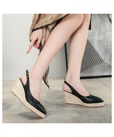 Women's Wedges Platform Sandals Half Packed Sandals Wedge Summer Espadrilles High Heel Straw Woven Fisherman Black 6.50 $29.9...