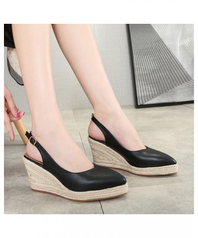 Women's Wedges Platform Sandals Half Packed Sandals Wedge Summer Espadrilles High Heel Straw Woven Fisherman Black 6.50 $29.9...