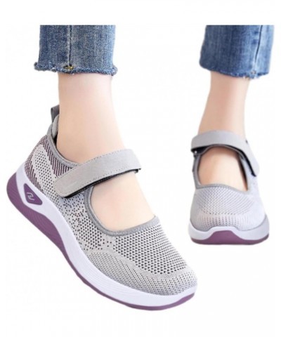 Women's New Mesh Soft Sole Breathable Flat Shoes Mom's Shoes New Large Size Lightweight Comfortable Casual Flat Shoes 1_gray ...