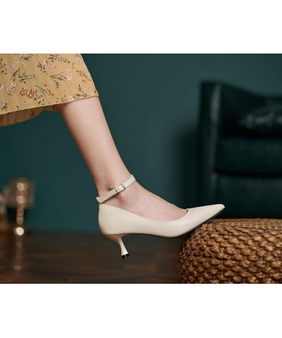 Women Dressy Pumps Ankle Strap Office High Heels Evening Wedding Prom Party Pointy Pumps Shoes Whitea2 $28.55 Pumps