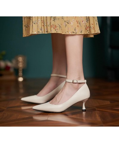 Women Dressy Pumps Ankle Strap Office High Heels Evening Wedding Prom Party Pointy Pumps Shoes Whitea2 $28.55 Pumps