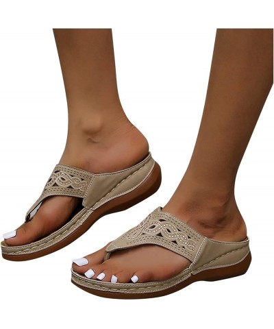 Sandals for Women Dressy Summer,Women's Slip On Clip Toe Thong Sandals Flat Platform Casual Outdoor Sandals Slippers Z23-grey...