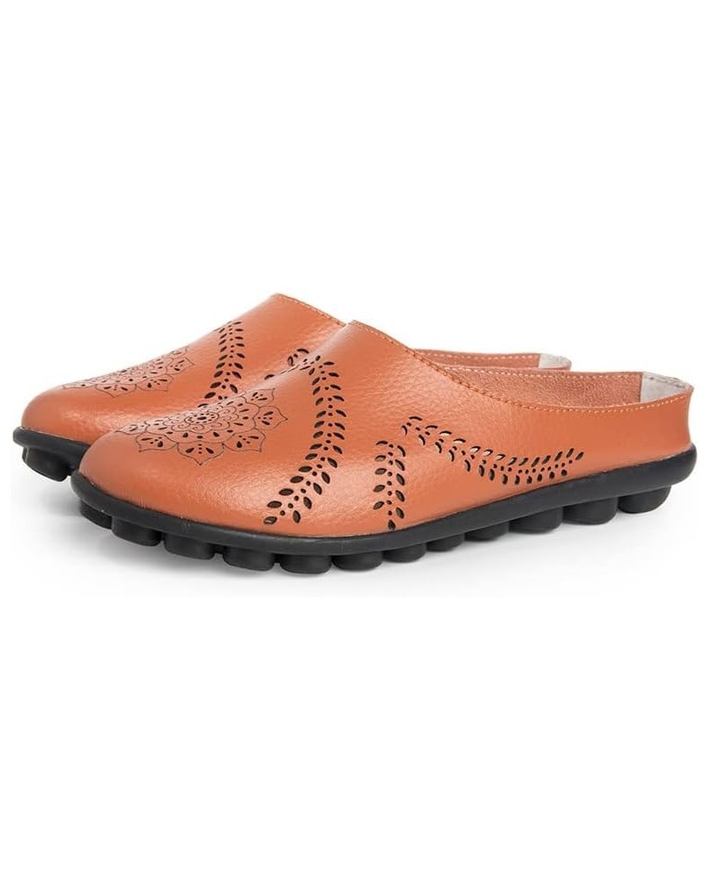 Women's Casual All-Match Hollow Slippers, Summer Low Top Anti-Slip Flats Leather Slip-On Loafer Orange $13.84 Loafers & Slip-Ons