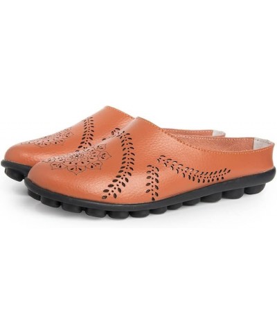 Women's Casual All-Match Hollow Slippers, Summer Low Top Anti-Slip Flats Leather Slip-On Loafer Orange $13.84 Loafers & Slip-Ons