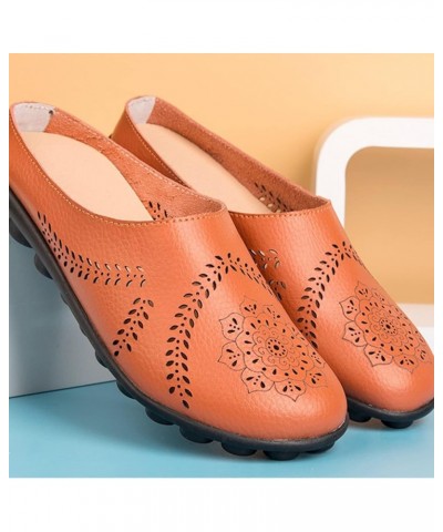 Women's Casual All-Match Hollow Slippers, Summer Low Top Anti-Slip Flats Leather Slip-On Loafer Orange $13.84 Loafers & Slip-Ons