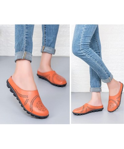 Women's Casual All-Match Hollow Slippers, Summer Low Top Anti-Slip Flats Leather Slip-On Loafer Orange $13.84 Loafers & Slip-Ons