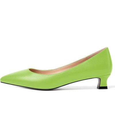 Womens Slip On Solid Casual Pointed Toe Office Suede Kitten Low Heel Pumps Shoes 1.5 Inch Lime Green $14.70 Pumps