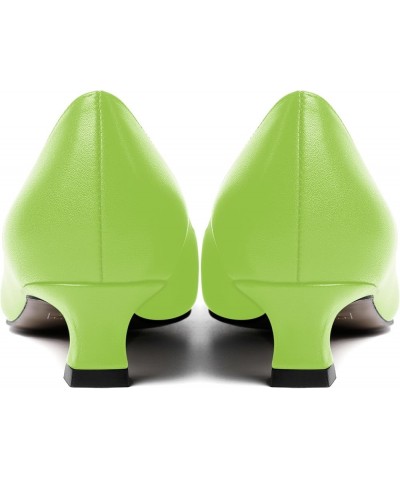 Womens Slip On Solid Casual Pointed Toe Office Suede Kitten Low Heel Pumps Shoes 1.5 Inch Lime Green $14.70 Pumps