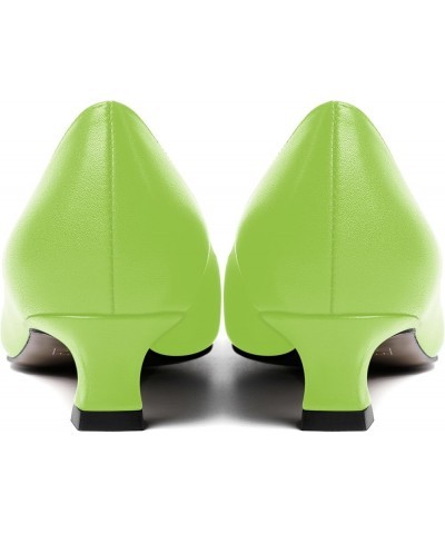 Womens Slip On Solid Casual Pointed Toe Office Suede Kitten Low Heel Pumps Shoes 1.5 Inch Lime Green $14.70 Pumps