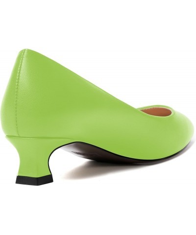 Womens Slip On Solid Casual Pointed Toe Office Suede Kitten Low Heel Pumps Shoes 1.5 Inch Lime Green $14.70 Pumps