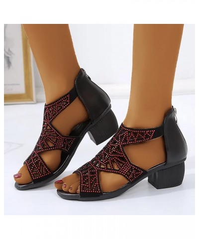 Sandals for Women Casual Summer, Women's Platform Wedge Sandals Casual Trendy Hollow Strappy Slip on Slide Sandals Z02-red $1...